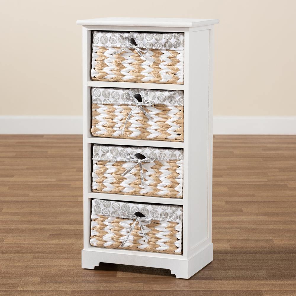 Rianne Modern Transitional White Finished Wood 4-Basket Storage Unit FredCo