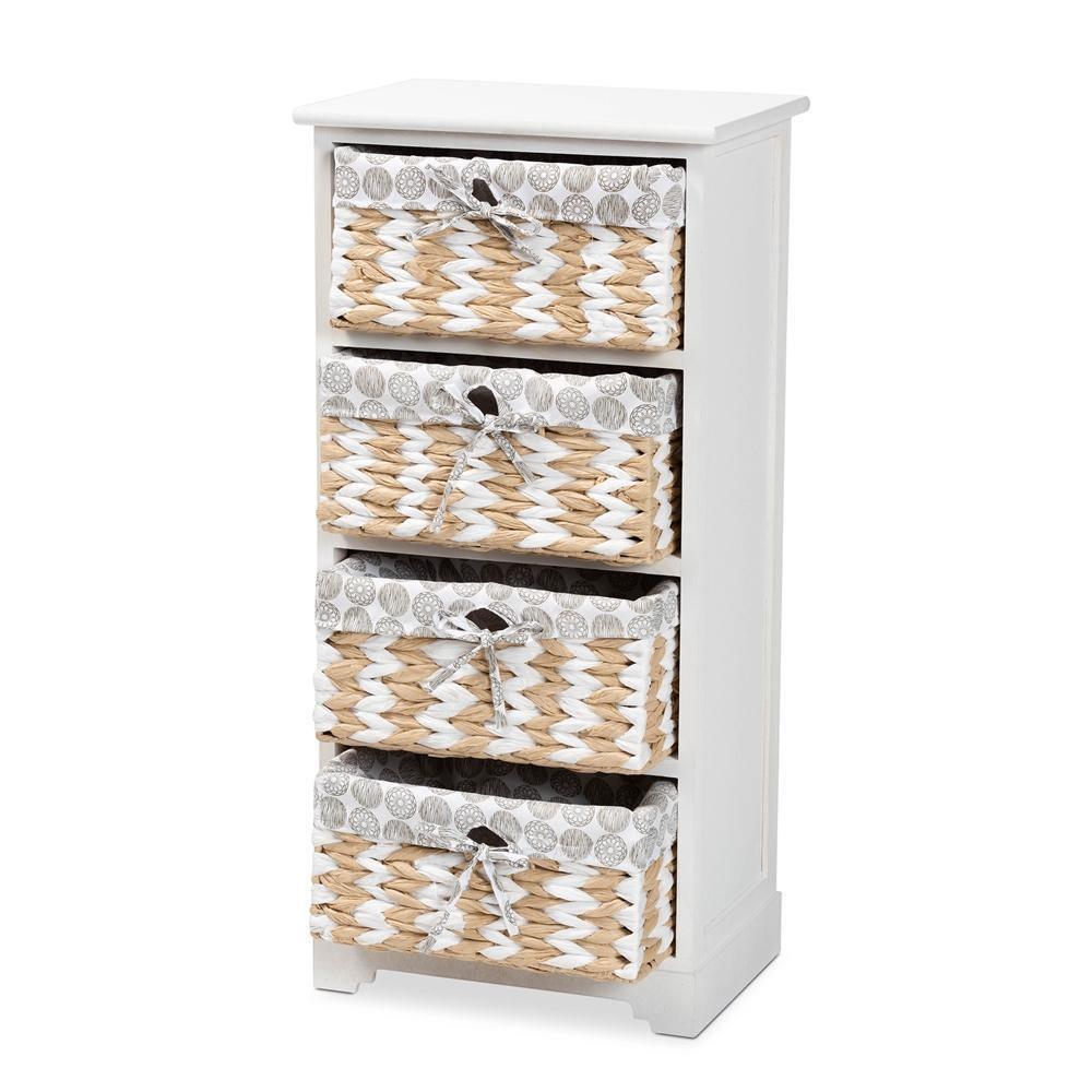 Rianne Modern Transitional White Finished Wood 4-Basket Storage Unit FredCo