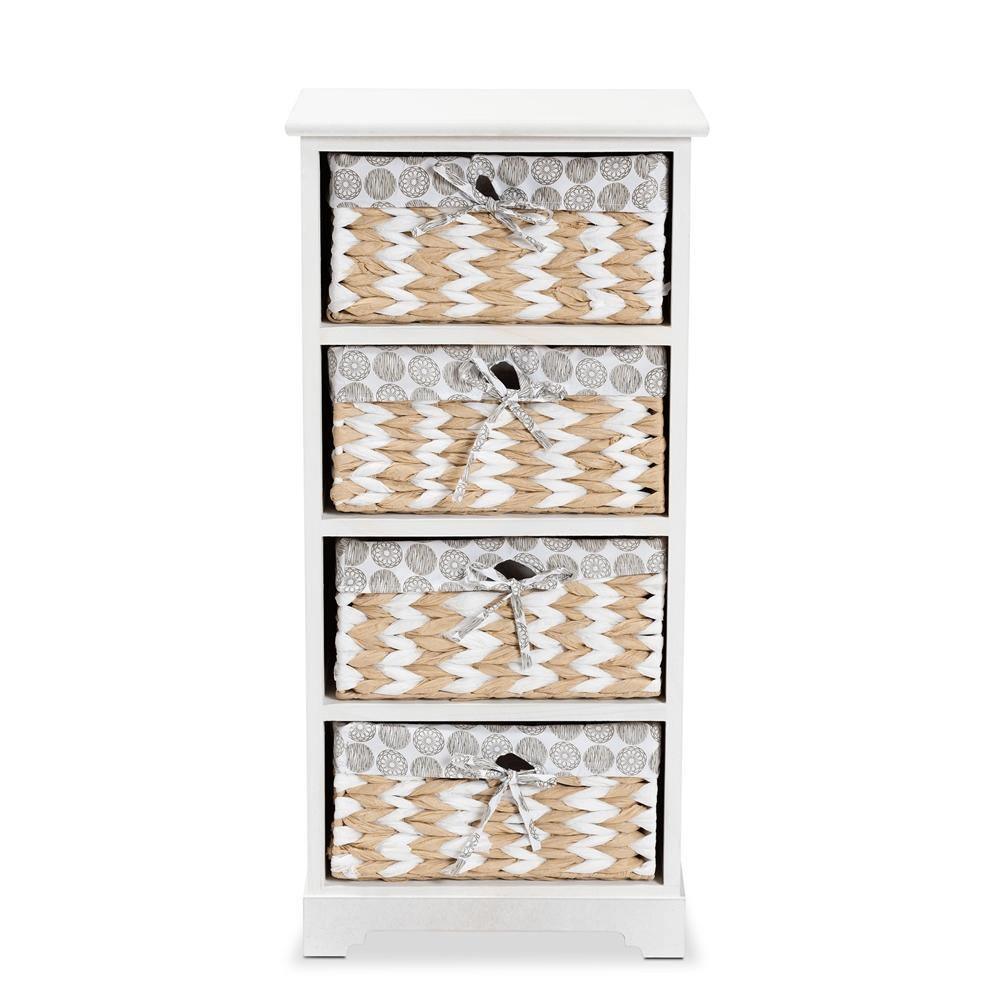 Rianne Modern Transitional White Finished Wood 4-Basket Storage Unit FredCo