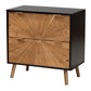 Richardson Mid-Century Transitional Two-Tone Black and Natural Brown Finished Wood 2-Drawer Storage Cabinet FredCo