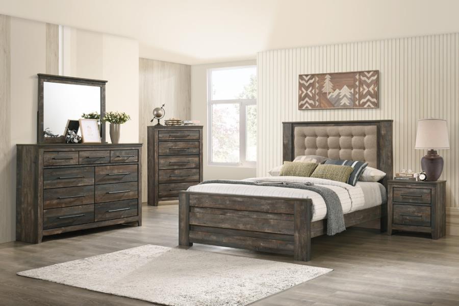 Ridgedale 5-piece Eastern King Bedroom Set Weathered Dark Brown and Latte Coaster FredCo