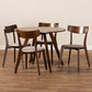 Rika Mid-Century Modern Transitional Light Beige Fabric Upholstered and Walnut Brown Finished Wood 5-Piece Dining Set FredCo