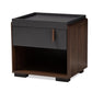 Rikke Modern and Contemporary Two-Tone Gray and Walnut Finished Wood 1-Drawer Nightstand FredCo