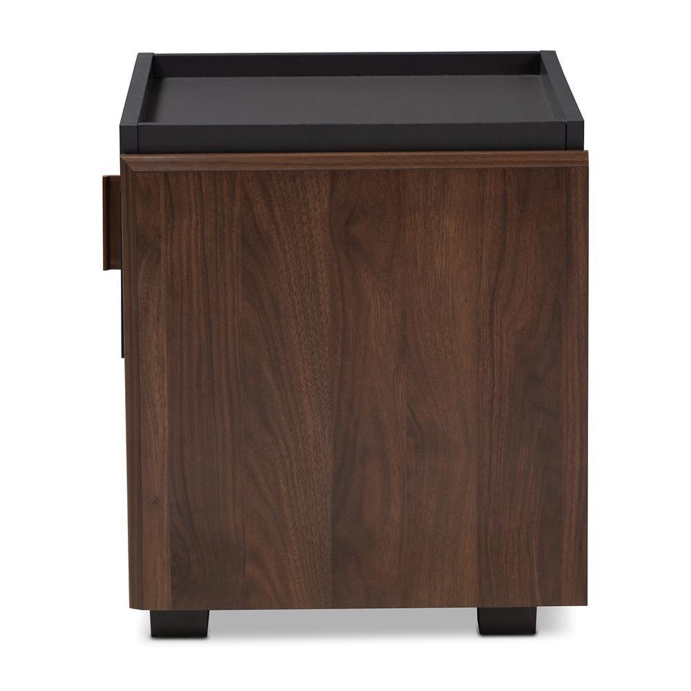 Rikke Modern and Contemporary Two-Tone Gray and Walnut Finished Wood 1-Drawer Nightstand FredCo