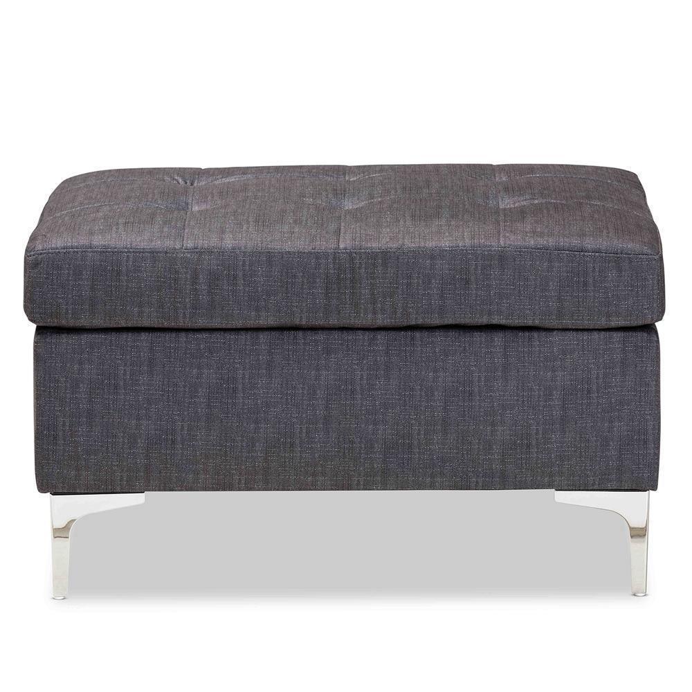 Riley Modern and Contemporary Grey Fabric Upholstered Ottoman FredCo