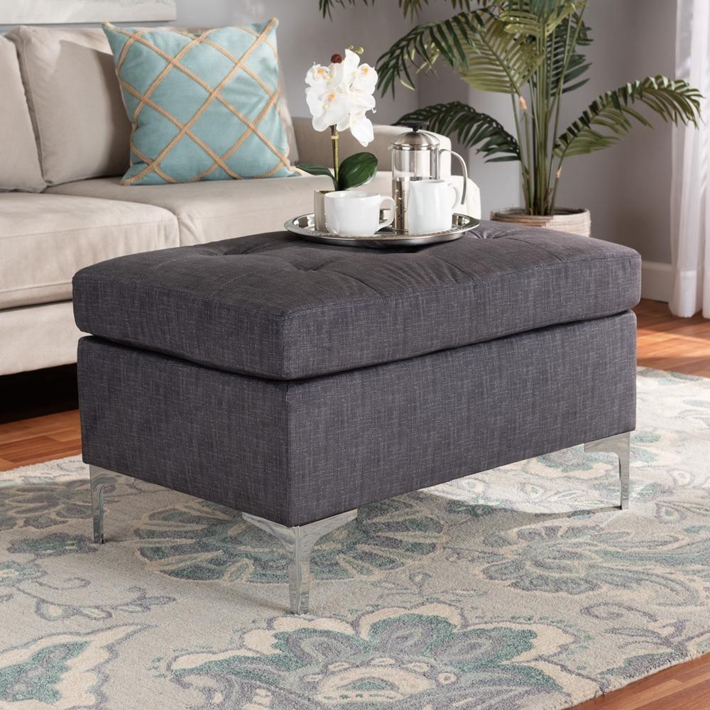 Riley Modern and Contemporary Grey Fabric Upholstered Ottoman FredCo