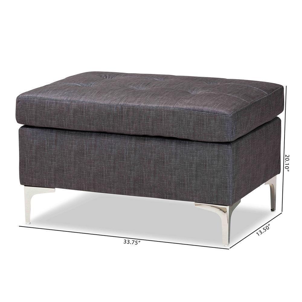 Riley Modern and Contemporary Grey Fabric Upholstered Ottoman FredCo