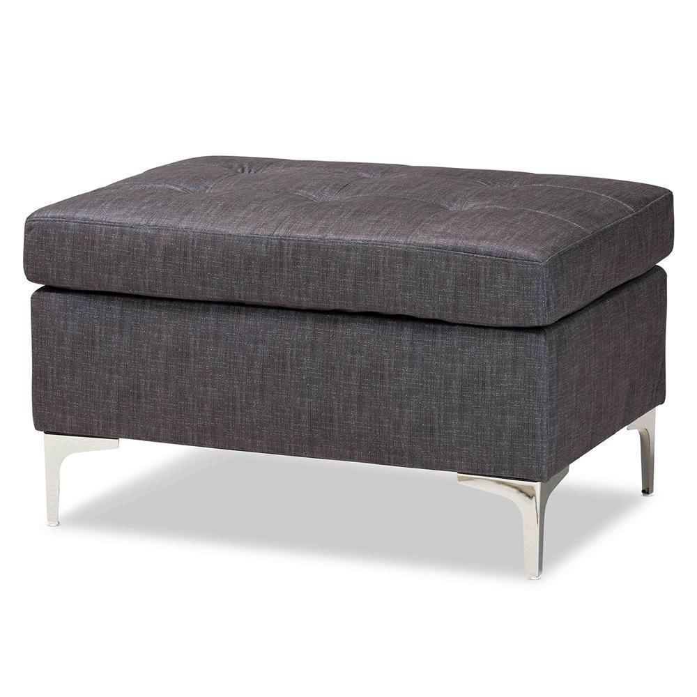 Riley Modern and Contemporary Grey Fabric Upholstered Ottoman FredCo