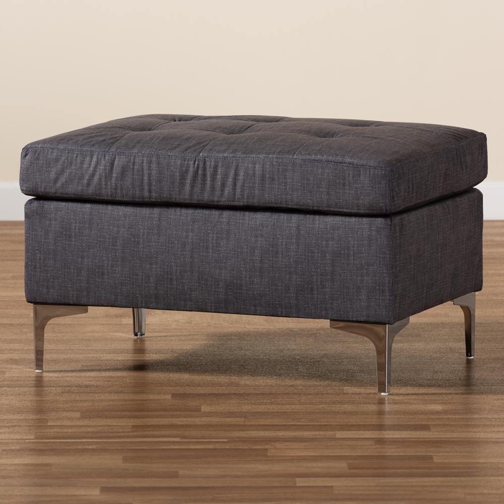 Riley Modern and Contemporary Grey Fabric Upholstered Ottoman FredCo
