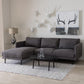 Riley Retro Mid-Century Modern Grey Fabric Upholstered Left Facing Chaise Sectional Sofa FredCo