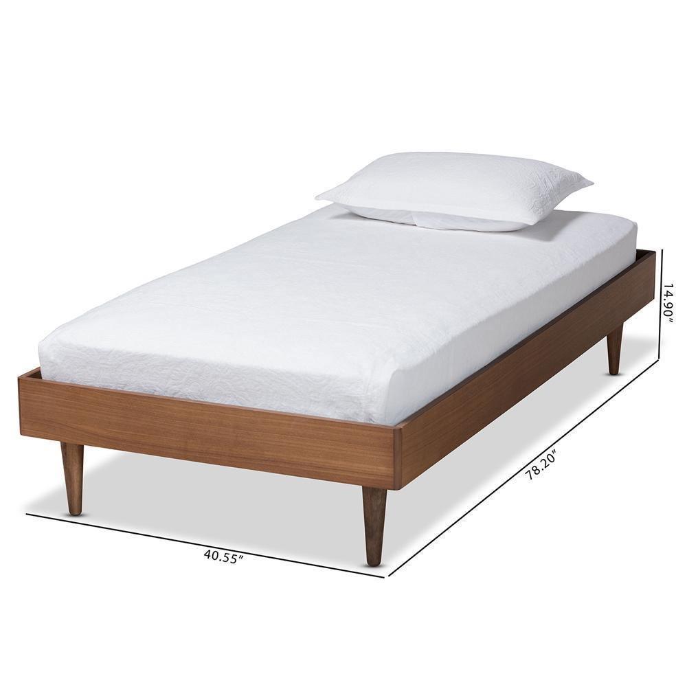 Rina Mid-Century Modern Ash Walnut Finished Wood Twin Size Platform Bed Frame FredCo
