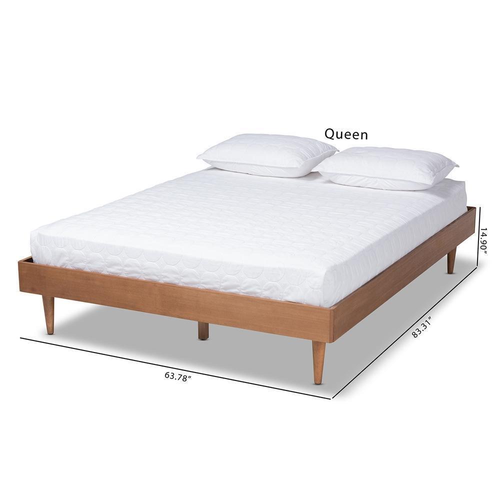 Rina Mid-Century Modern Ash Wanut Finished Queen Size Wood Bed Frame FredCo