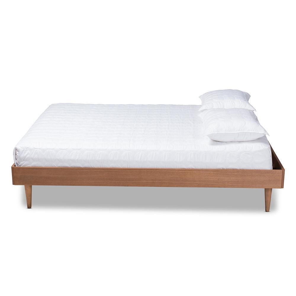 Rina Mid-Century Modern Ash Wanut Finished Queen Size Wood Bed Frame FredCo