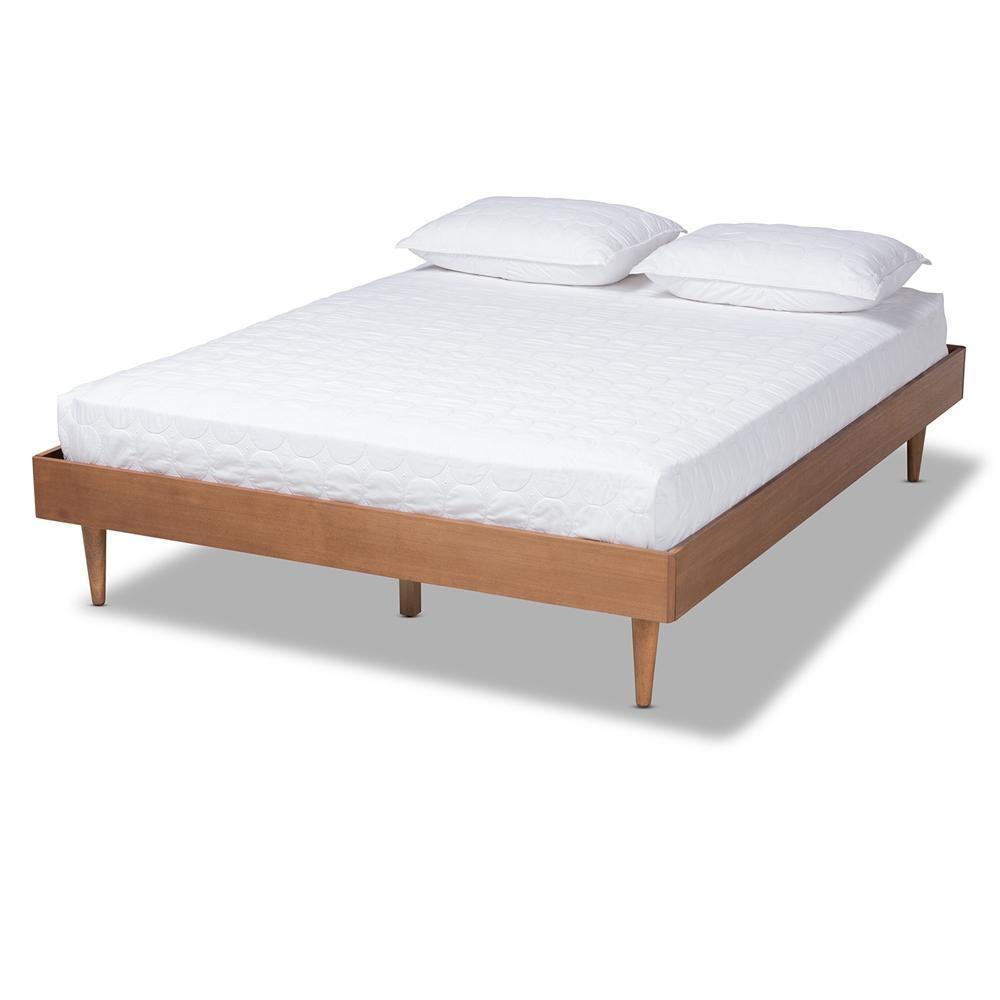 Rina Mid-Century Modern Ash Wanut Finished Queen Size Wood Bed Frame FredCo