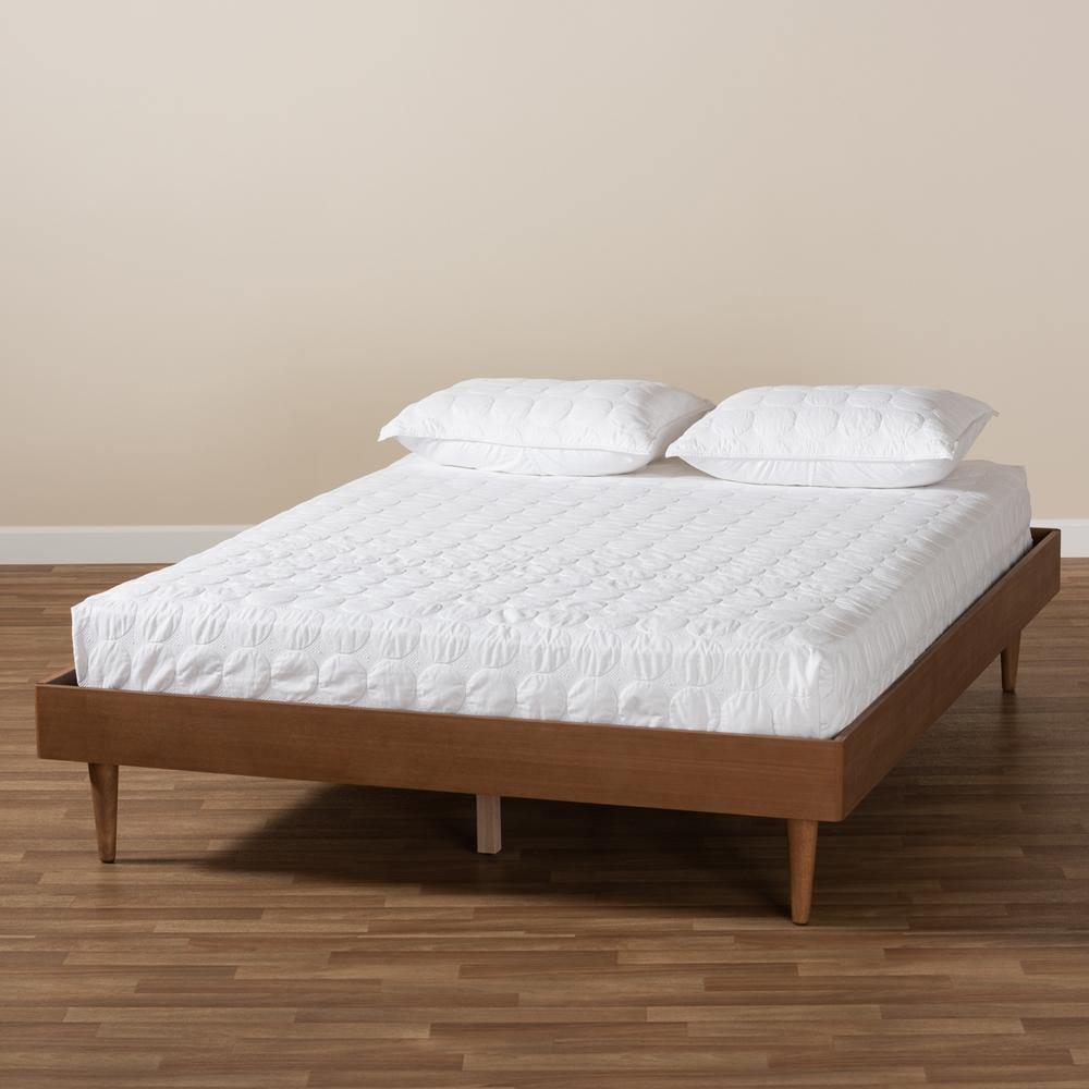Rina Mid-Century Modern Ash Wanut Finished Queen Size Wood Bed Frame FredCo