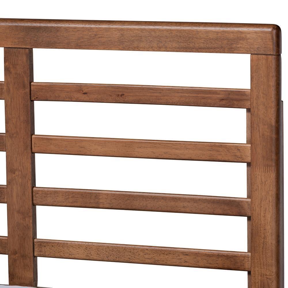 Rina Modern and Contemporary Dark Grey Fabric Upholstered and Ash Walnut Brown Finished Wood Full Size Platform Bed FredCo