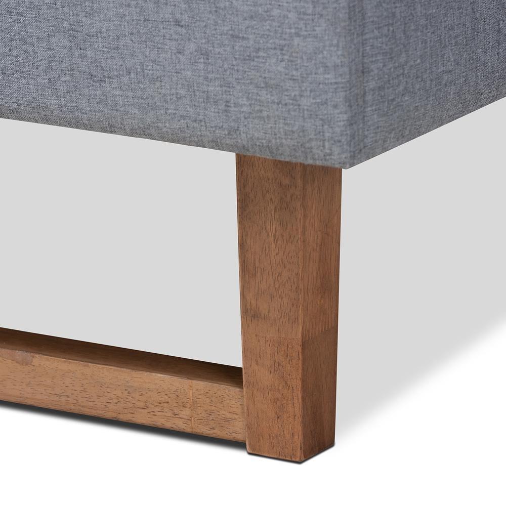 Rina Modern and Contemporary Dark Grey Fabric Upholstered and Ash Walnut Brown Finished Wood King Size Platform Bed FredCo