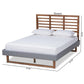 Rina Modern and Contemporary Dark Grey Fabric Upholstered and Ash Walnut Brown Finished Wood King Size Platform Bed FredCo