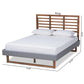 Rina Modern and Contemporary Dark Grey Fabric Upholstered and Ash Walnut Brown Finished Wood King Size Platform Bed FredCo