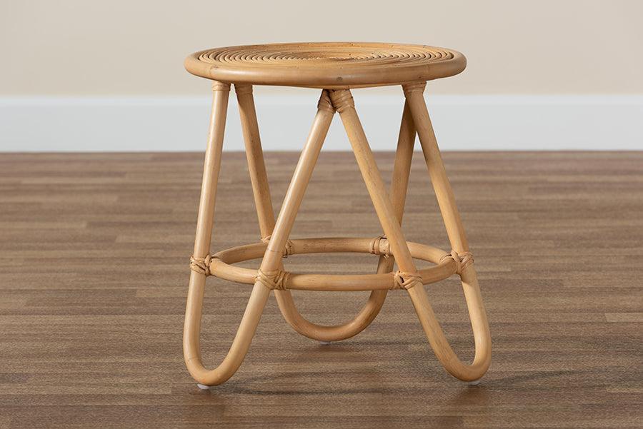 Rinjani Modern Bohemian Natural Brown Rattan End Table FredCo