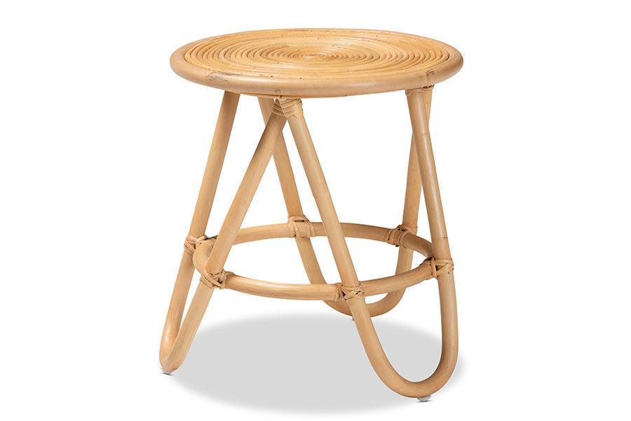 Rinjani Modern Bohemian Natural Brown Rattan End Table FredCo