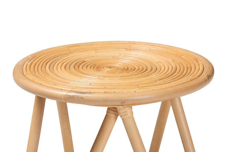 Rinjani Modern Bohemian Natural Brown Rattan End Table FredCo