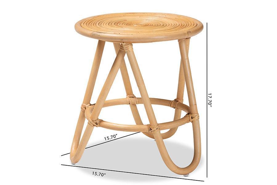 Rinjani Modern Bohemian Natural Brown Rattan End Table FredCo