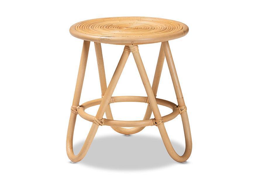 Rinjani Modern Bohemian Natural Brown Rattan End Table FredCo