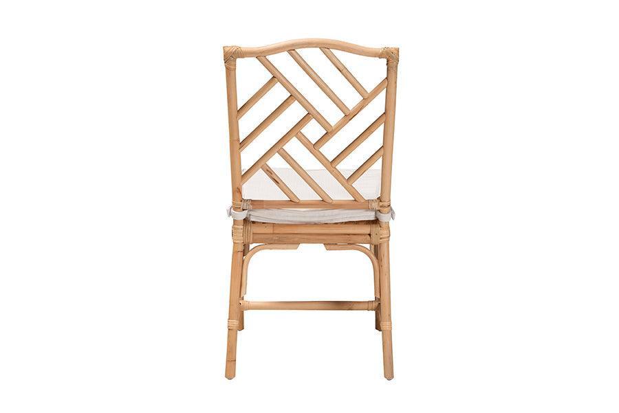 Rio Modern Bohemian Natural Brown Rattan Dining Chair FredCo