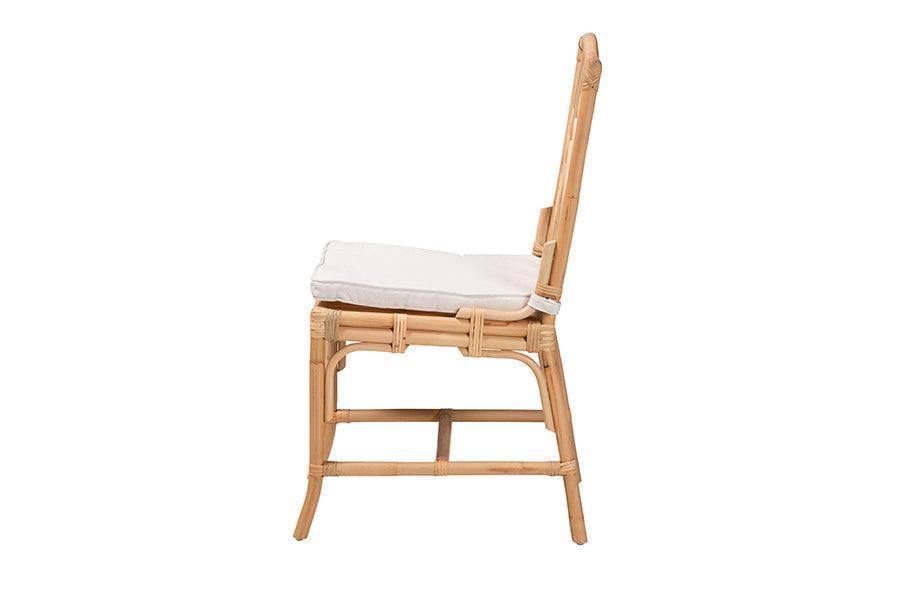 Rio Modern Bohemian Natural Brown Rattan Dining Chair FredCo