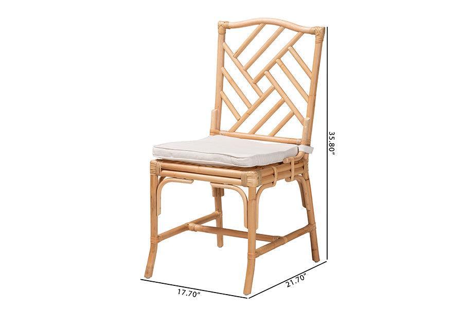 Rio Modern Bohemian Natural Brown Rattan Dining Chair FredCo
