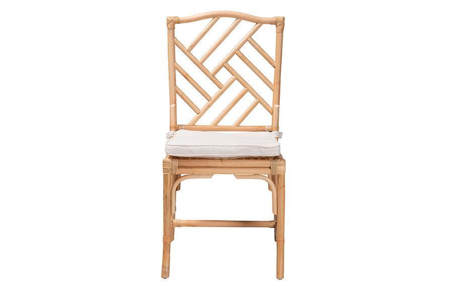 Rio Modern Bohemian Natural Brown Rattan Dining Chair FredCo