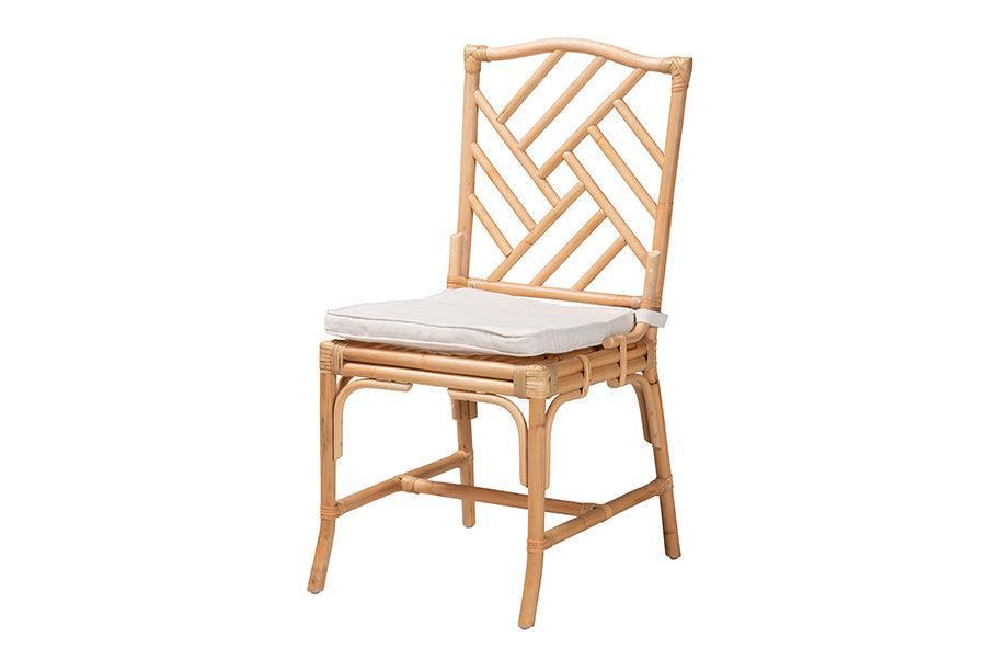 Rio Modern Bohemian Natural Brown Rattan Dining Chair FredCo