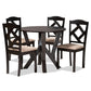 Riona Sand Fabric Upholstered and Dark Brown Finished Wood 5-Piece Dining Set FredCo