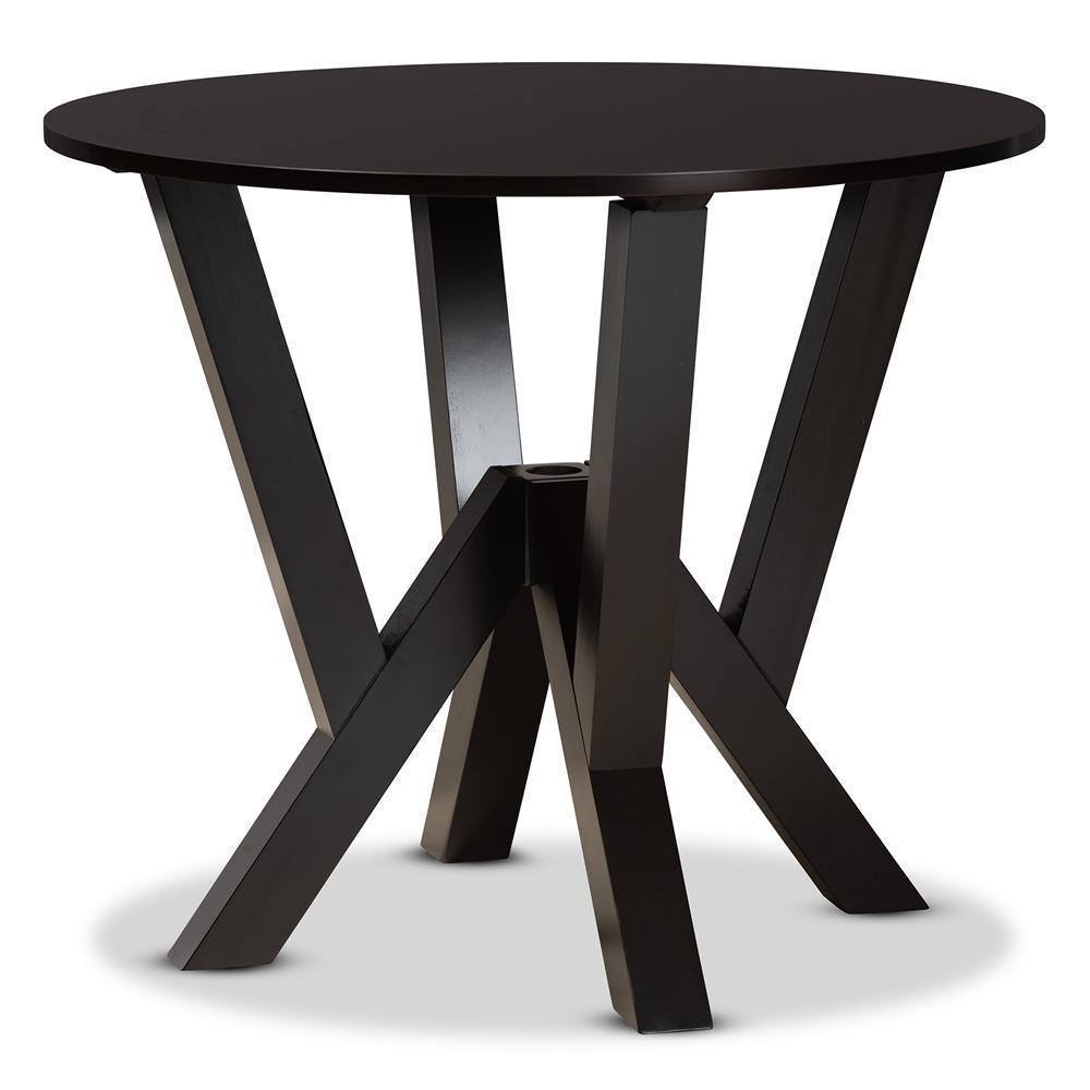 Riona Sand Fabric Upholstered and Dark Brown Finished Wood 5-Piece Dining Set FredCo