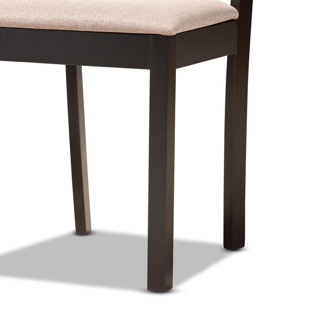 Riona Sand Fabric Upholstered and Dark Brown Finished Wood 5-Piece Dining Set FredCo