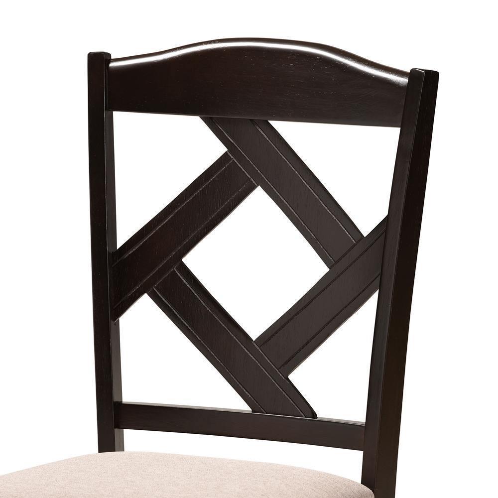 Riona Sand Fabric Upholstered and Dark Brown Finished Wood 5-Piece Dining Set FredCo