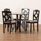 Riona Sand Fabric Upholstered and Dark Brown Finished Wood 5-Piece Dining Set FredCo