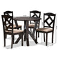 Riona Sand Fabric Upholstered and Dark Brown Finished Wood 5-Piece Dining Set FredCo