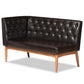 Riordan Mid-Century Modern Dark Brown Faux Leather Upholstered and Walnut Brown Finished Wood 3-Piece Dining Nook Set FredCo