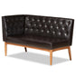 Riordan Mid-Century Modern Dark Brown Faux Leather Upholstered and Walnut Brown Finished Wood 5-Piece Dining Nook Set FredCo