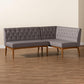 Riordan Mid-Century Modern Grey Fabric Upholstered and Walnut Brown Finished Wood 2-Piece Dining Nook Banquette Set FredCo
