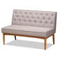 Riordan Mid-Century Modern Grey Fabric Upholstered and Walnut Brown Finished Wood 3-Piece Dining Nook Set FredCo