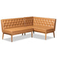 Riordan Mid-Century Modern Tan Faux Leather Upholstered and Walnut Brown Finished Wood 2-Piece Dining Nook Banquette Set FredCo
