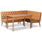 Riordan Mid-Century Modern Tan Faux Leather Upholstered and Walnut Brown Finished Wood 3-Piece Dining Nook Set FredCo