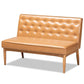 Riordan Mid-Century Modern Tan Faux Leather Upholstered and Walnut Brown Finished Wood 4-Piece Dining Nook Set FredCo