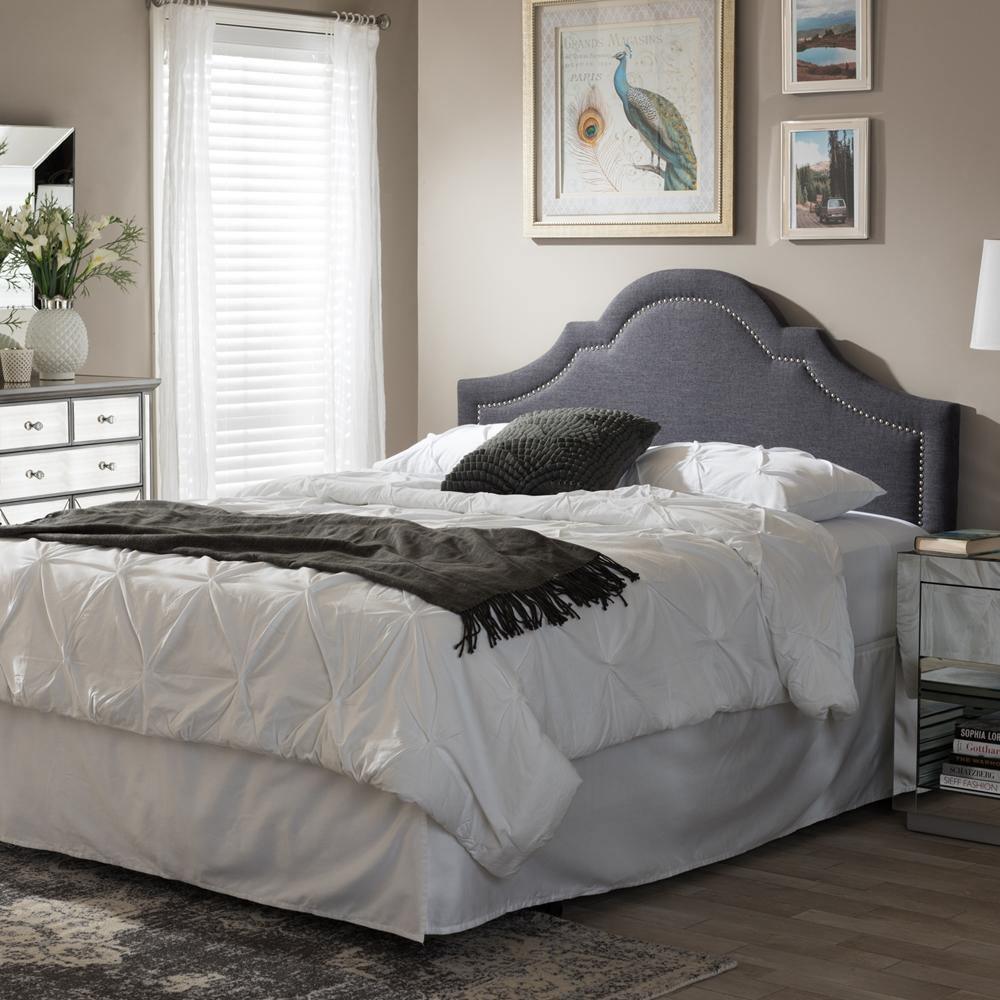 Rita Modern and Contemporary Dark Grey Fabric Upholstered King Size Headboard FredCo