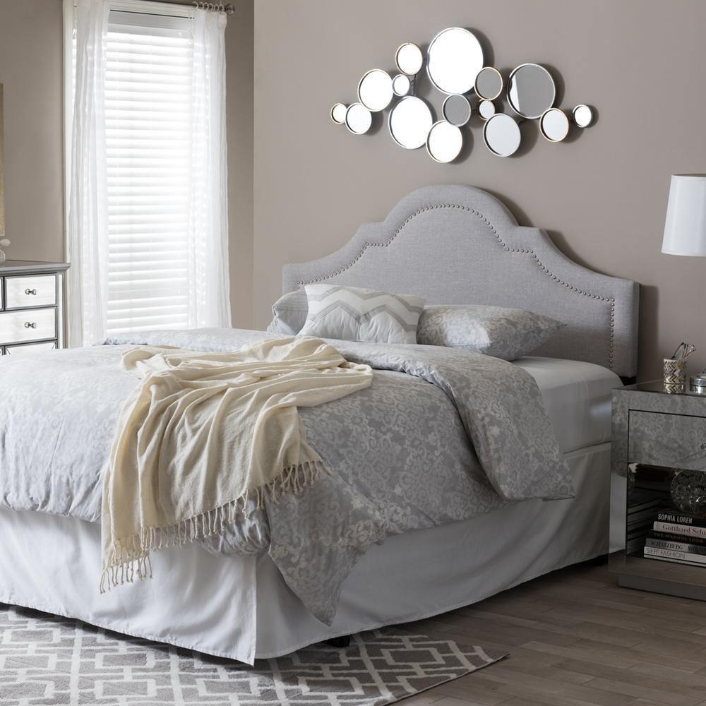 Rita Modern and Contemporary Greyish Beige Fabric Upholstered King Size Headboard FredCo