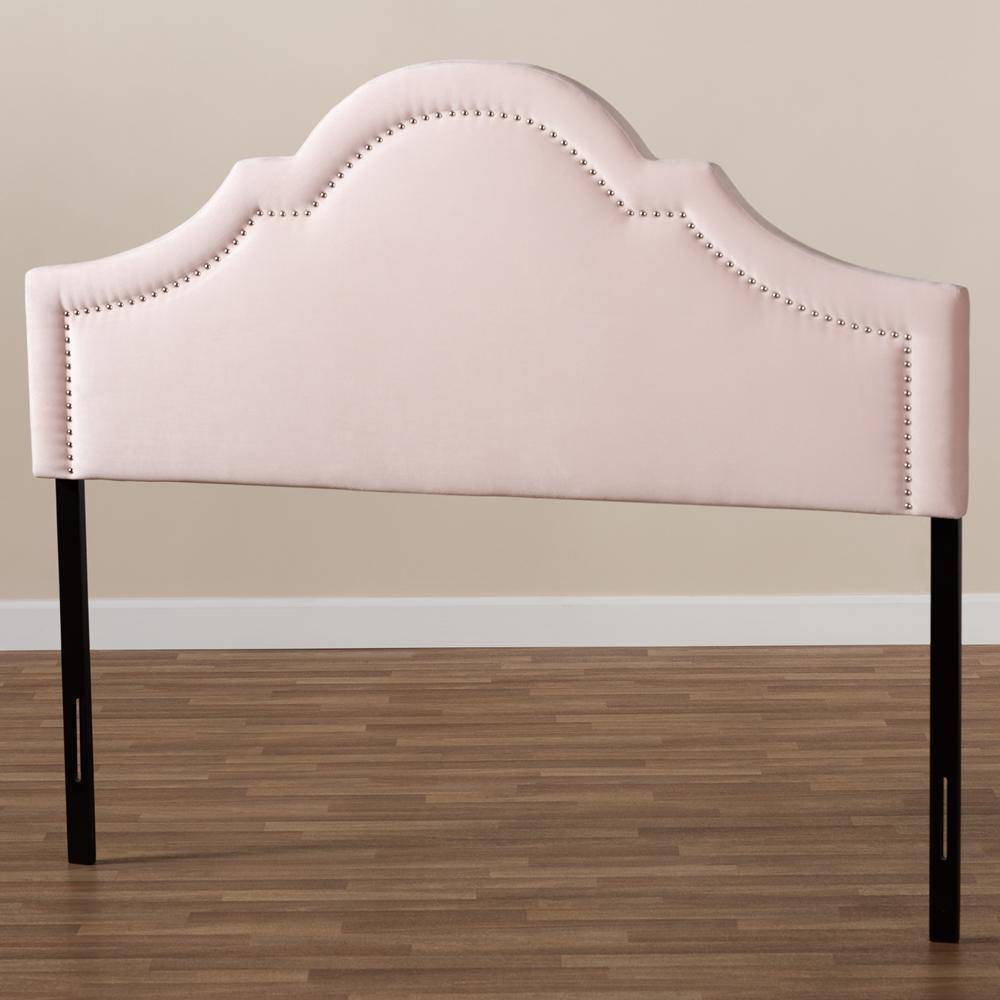 Rita Modern and Contemporary Light Pink Velvet Fabric Upholstered Full Size Headboard FredCo