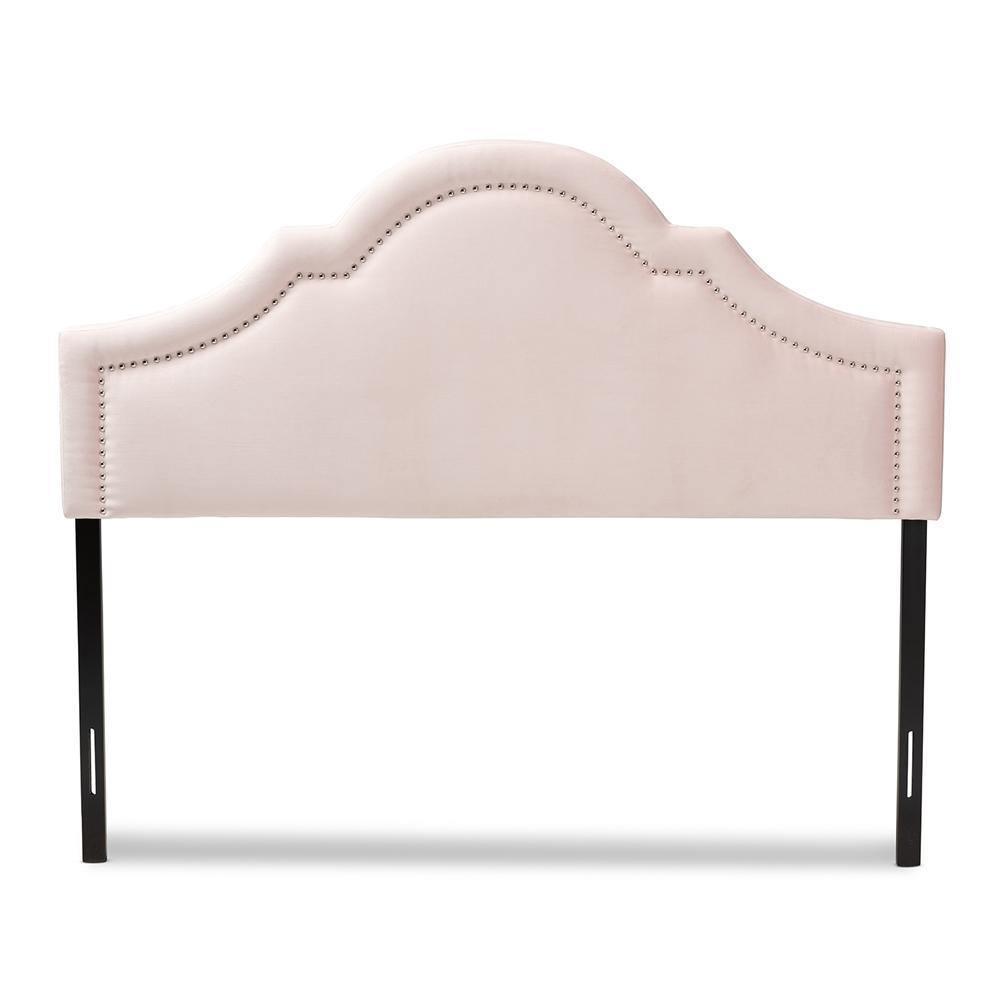 Rita Modern and Contemporary Light Pink Velvet Fabric Upholstered Full Size Headboard FredCo